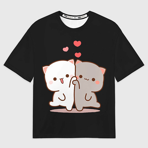 Мужская футболка оверсайз Кошачья любовь навсегда Kitty love forever / 3D-принт – фото 1