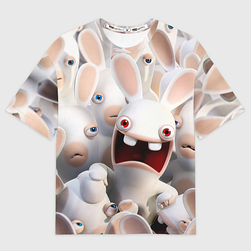 Мужская футболка оверсайз Бешеные кролики в толпе / 3D-принт – фото 1