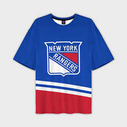 Футболка оверсайз мужская New York Rangers Нью Йорк Рейнджерс, цвет: 3D-принт