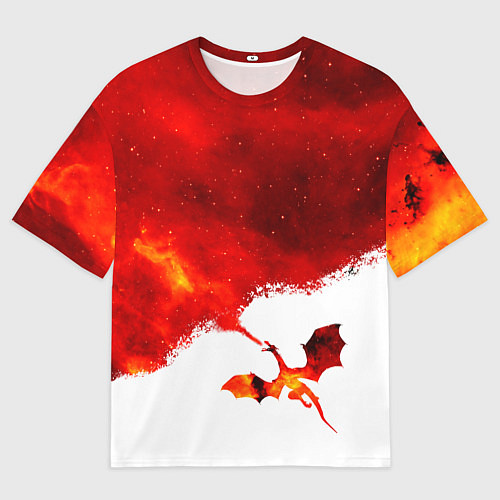 Мужская футболка оверсайз ДЫХАНИЕ ЗВЕЗДНОГО ДРАКОНА DRAGON FIRE / 3D-принт – фото 1