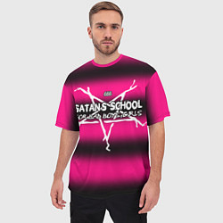 Футболка оверсайз мужская Satan school for bad boys and girls pink, цвет: 3D-принт — фото 2