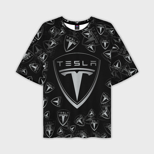 Мужская футболка оверсайз TESLA BIG LOGO PATTERN / 3D-принт – фото 1