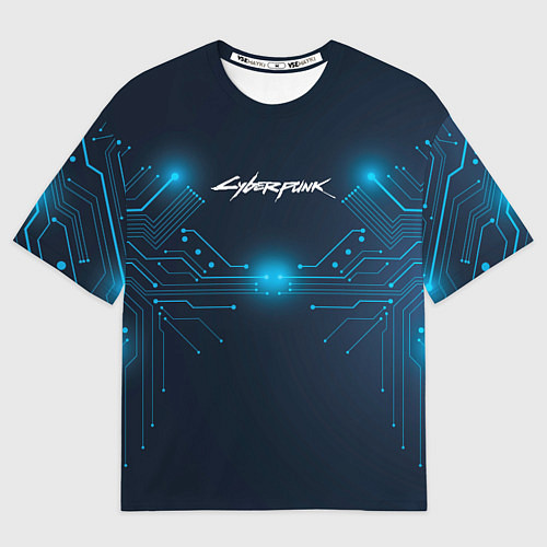 Мужская футболка оверсайз Cyberpunk Неоновая микросхема / 3D-принт – фото 1