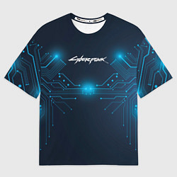 Футболка оверсайз мужская Cyberpunk Неоновая микросхема, цвет: 3D-принт