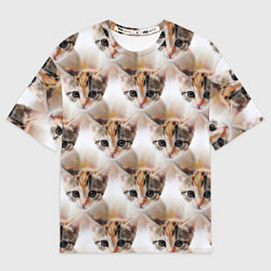 Футболка оверсайз мужская Маленький котенок паттерн, цвет: 3D-принт