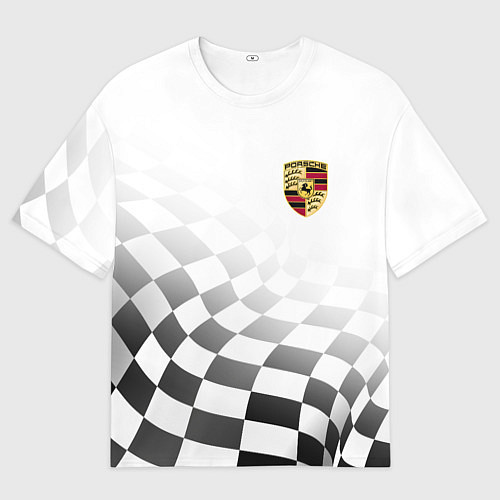 Мужская футболка оверсайз Porsche Порше Финишный флаг / 3D-принт – фото 1