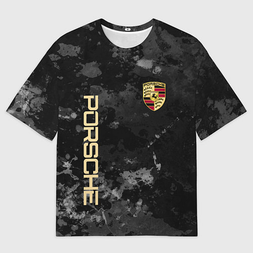 Мужская футболка оверсайз Порше Porsche серый фон / 3D-принт – фото 1