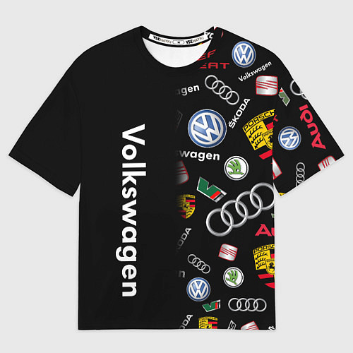 Мужская футболка оверсайз Volkswagen Group Half Pattern / 3D-принт – фото 1