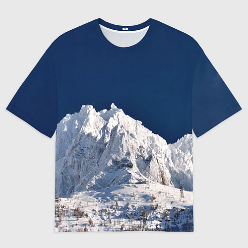 Мужская футболка оверсайз Снежные горы, синие небо / 3D-принт – фото 1