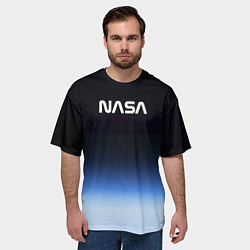 Футболка оверсайз мужская NASA с МКС, цвет: 3D-принт — фото 2