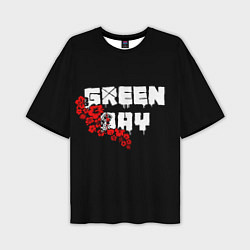 Мужская футболка оверсайз Green day Цветы