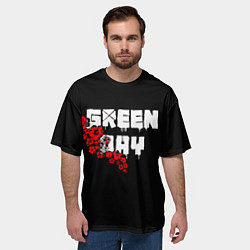 Футболка оверсайз мужская Green day Цветы, цвет: 3D-принт — фото 2