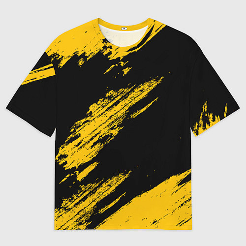 Мужская футболка оверсайз BLACK AND YELLOW GRUNGE ГРАНЖ / 3D-принт – фото 1