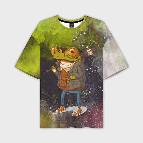 Мужская футболка оверсайз Лягушка хулиган Frog hooligan / 3D-принт – фото 1