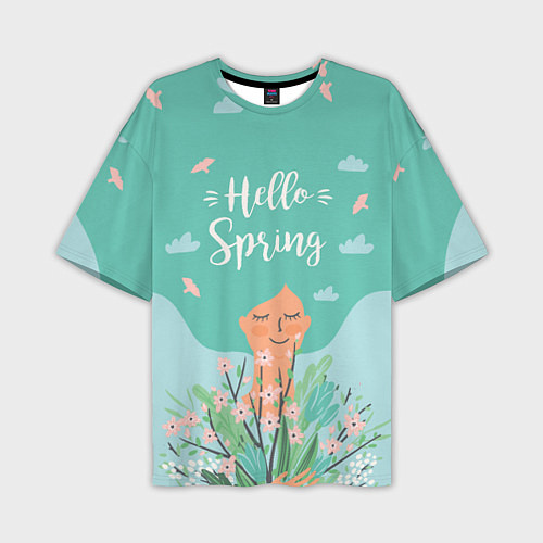 Мужская футболка оверсайз Hello spring / 3D-принт – фото 1