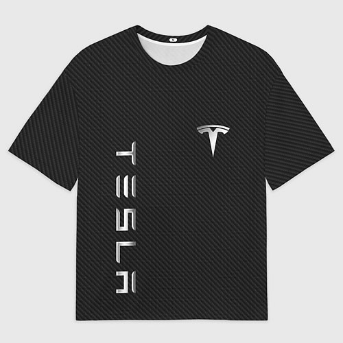 Мужская футболка оверсайз TESLA - ТЕСЛА КАРБОН И МЕТАЛЛ / 3D-принт – фото 1