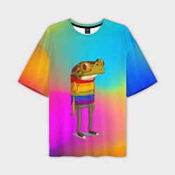 Футболка оверсайз мужская Радужная лягушка Rainbow Frog, цвет: 3D-принт
