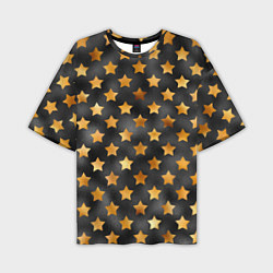 Футболка оверсайз мужская Золотые звезды на черном, цвет: 3D-принт