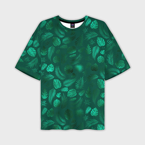 Мужская футболка оверсайз Яркие зеленые листья / 3D-принт – фото 1