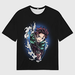 Мужская футболка оверсайз ТАНДЖИРО КАМАДО ДЫХАНИЕ ВОДЫ