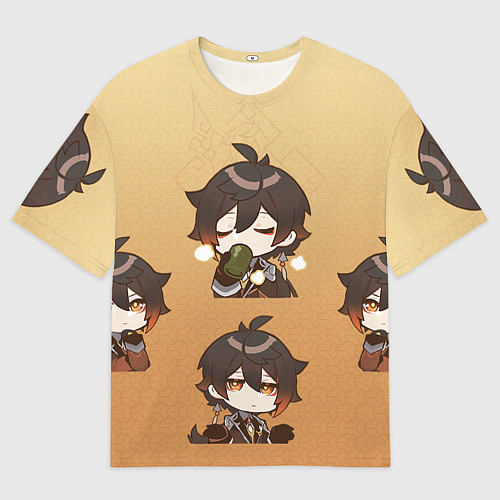 Мужская футболка оверсайз Zhongli Chibi Genshin / 3D-принт – фото 1