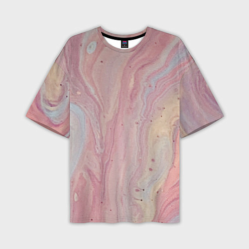 Мужская футболка оверсайз Мраморный дизайн с розовыми, синими и желтыми цвет / 3D-принт – фото 1