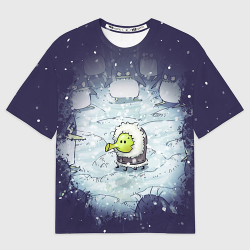 Мужская футболка оверсайз Doodle with angry penguins / 3D-принт – фото 1