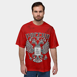 Футболка оверсайз мужская ГЕРБ РОССИИ КРАСНЫЙ, цвет: 3D-принт — фото 2