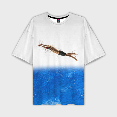 Мужская футболка оверсайз Спортивное плавание Aqua sport / 3D-принт – фото 1