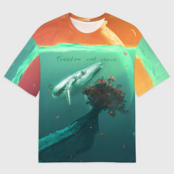 Мужская футболка оверсайз Кит - Freedom and peace