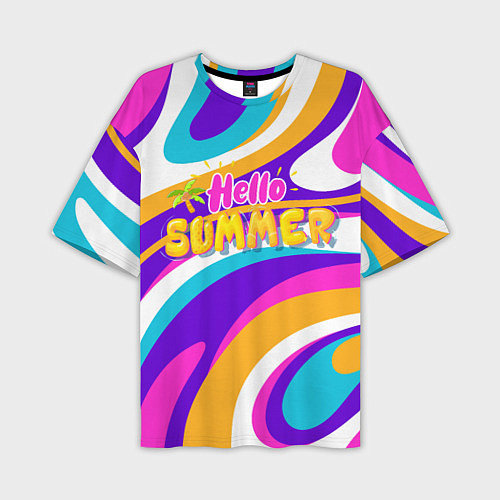 Мужская футболка оверсайз Привет Лето 3d Hello Summer / 3D-принт – фото 1