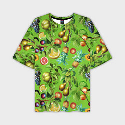Мужская футболка оверсайз Сочные фрукты паттерн