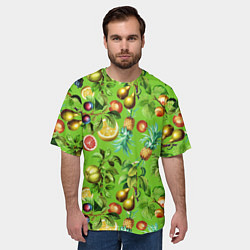 Футболка оверсайз мужская Сочные фрукты паттерн, цвет: 3D-принт — фото 2