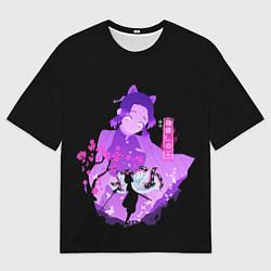 Футболка оверсайз мужская Шинобу Кочо силуэт Клинок рассекающего демонов, цвет: 3D-принт