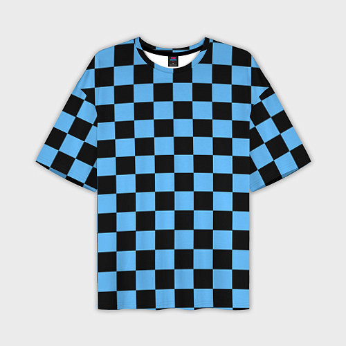 Мужская футболка оверсайз Шахматная доска Синяя / 3D-принт – фото 1