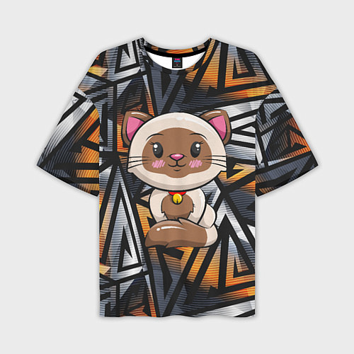 Мужская футболка оверсайз Милый пятнистый котенок / 3D-принт – фото 1