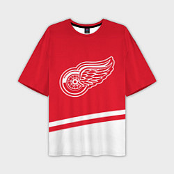 Футболка оверсайз мужская Detroit Red Wings, Детройт Ред Уингз Диагональные, цвет: 3D-принт