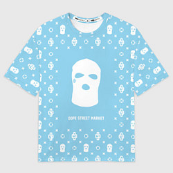 Футболка оверсайз мужская Узор Sky Blue Ski Mask Dope Street Market, цвет: 3D-принт