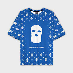 Мужская футболка оверсайз Узор Blue Ski Mask Dope Street Market