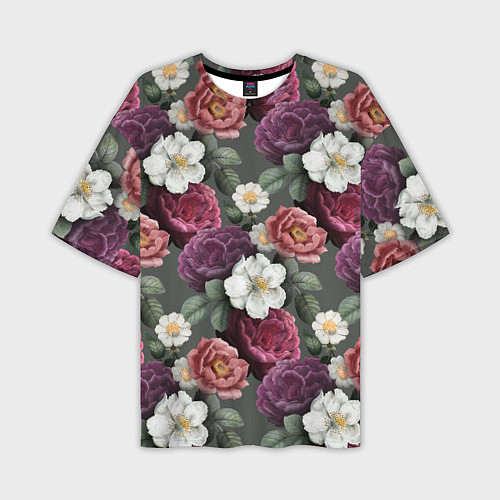 Мужская футболка оверсайз Bouquet of flowers pattern / 3D-принт – фото 1