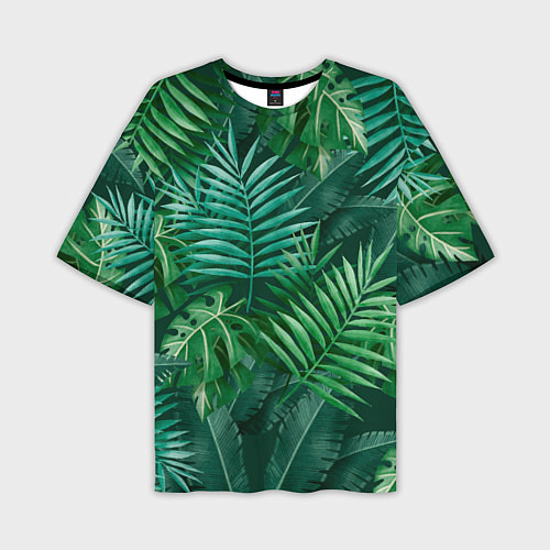 Мужская футболка оверсайз Tropical plants pattern / 3D-принт – фото 1