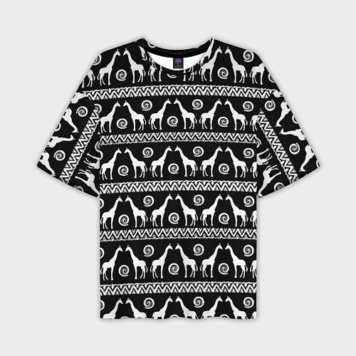 Мужская футболка оверсайз Черно-белые Жирафы / 3D-принт – фото 1