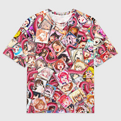 Футболка оверсайз мужская Ахегао с щупальцами в цвете, цвет: 3D-принт