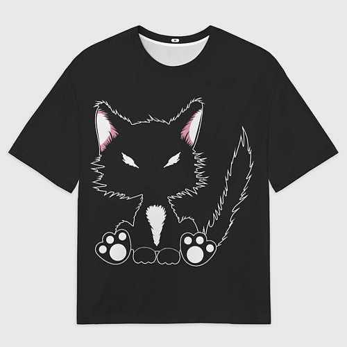 Мужская футболка оверсайз Disturbed Cat / 3D-принт – фото 1