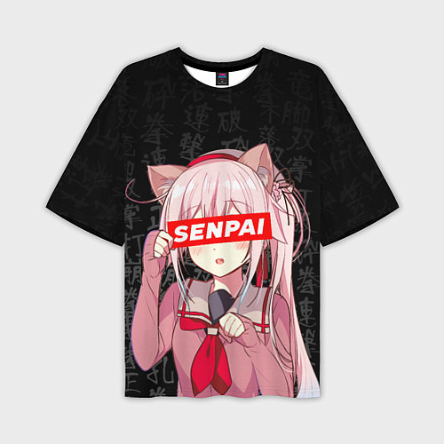Мужская футболка оверсайз Senpai, Anime Неко тян / 3D-принт – фото 1