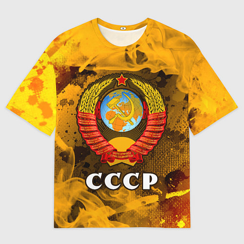 Мужская футболка оверсайз СОВЕТСКИЙ СОЮЗ - ГЕРБ - Пламя / 3D-принт – фото 1