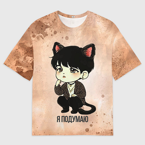 Мужская футболка оверсайз Нэко мяу / 3D-принт – фото 1