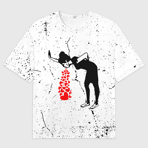 Мужская футболка оверсайз Banksy - Бэнкси больная любовь / 3D-принт – фото 1