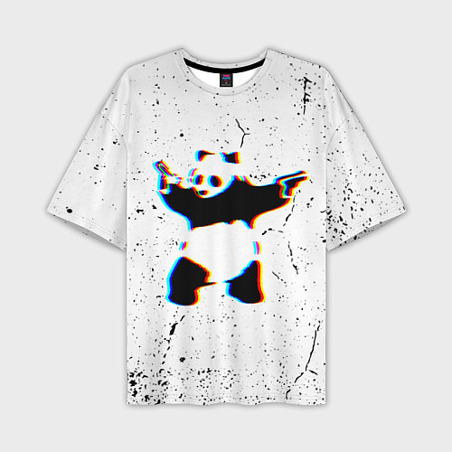 Мужская футболка оверсайз Banksy Panda with guns Бэнкси / 3D-принт – фото 1