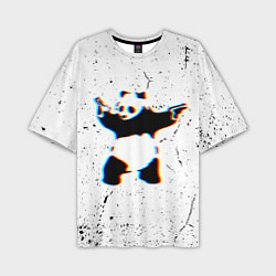 Мужская футболка оверсайз Banksy Panda with guns Бэнкси
